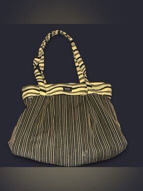 Striped Black and Yellow Tote Bag
